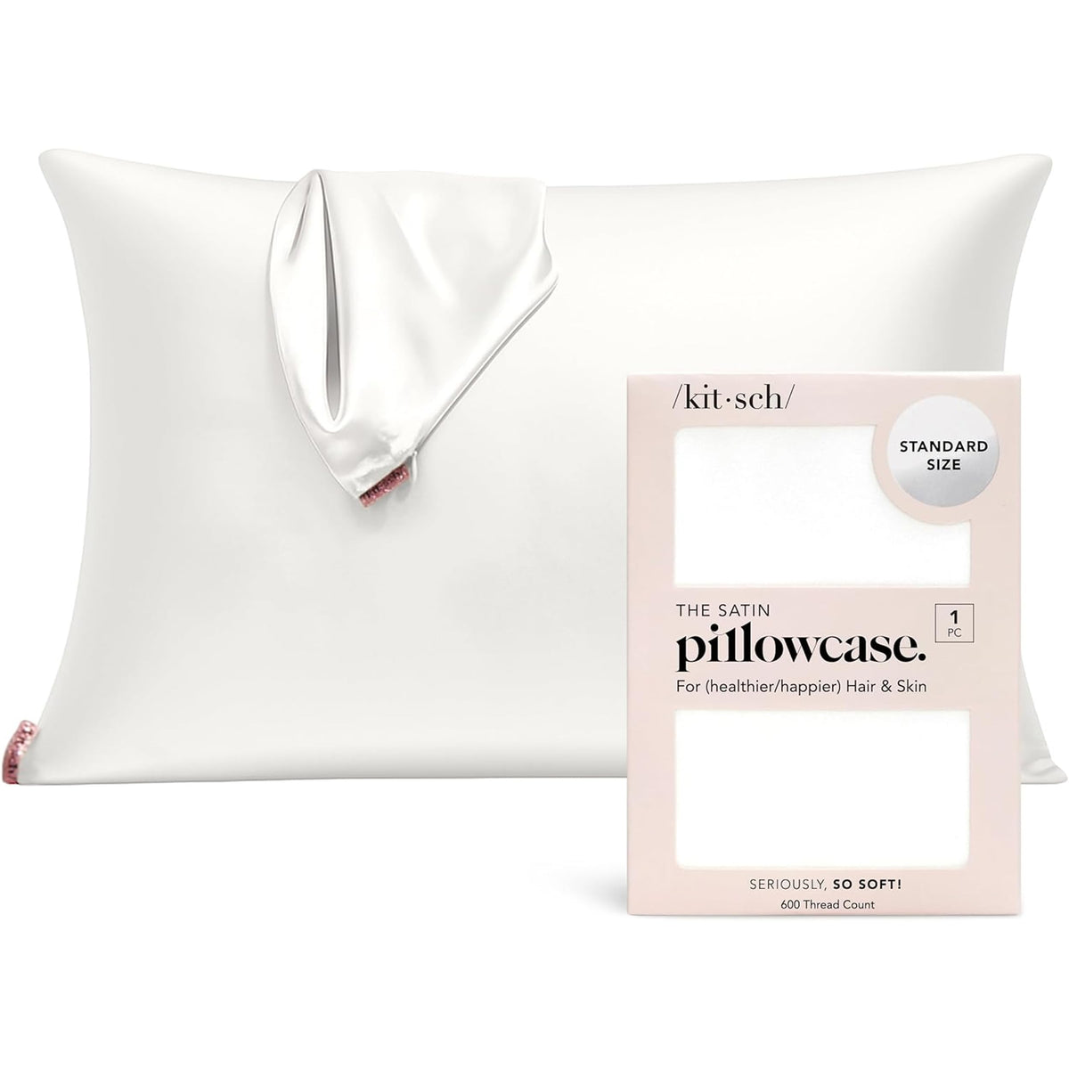 Kitsch Satin Pillowcase with Zipper - 2 pcs Standard Size, Aura