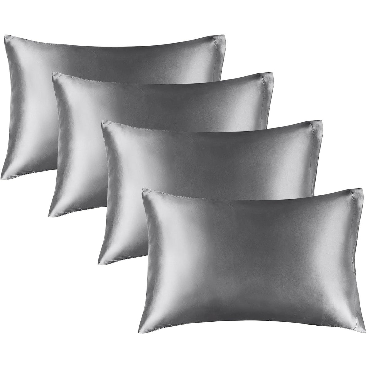 BEDELITE Satin Pillowcases, Queen Size 20x30 Inch, Dark Grey, Set of 2