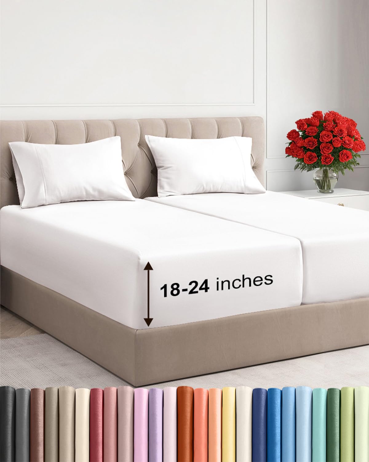 Extra Deep Queen Sheet Set - 4 Piece Breathable Cooling Sheets - Dark Grey