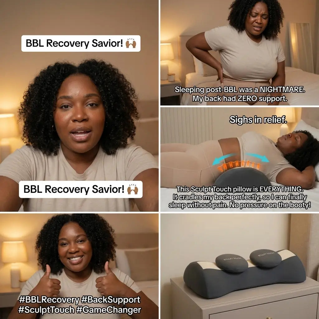Sculpt Touch Ultimate Lumbar Support Pillow - Ergonomic Memory Foam Orthopedic Pillow for BBL Recovery & Long Sitting Support - Zoned for Comfort & Spinal Alignment