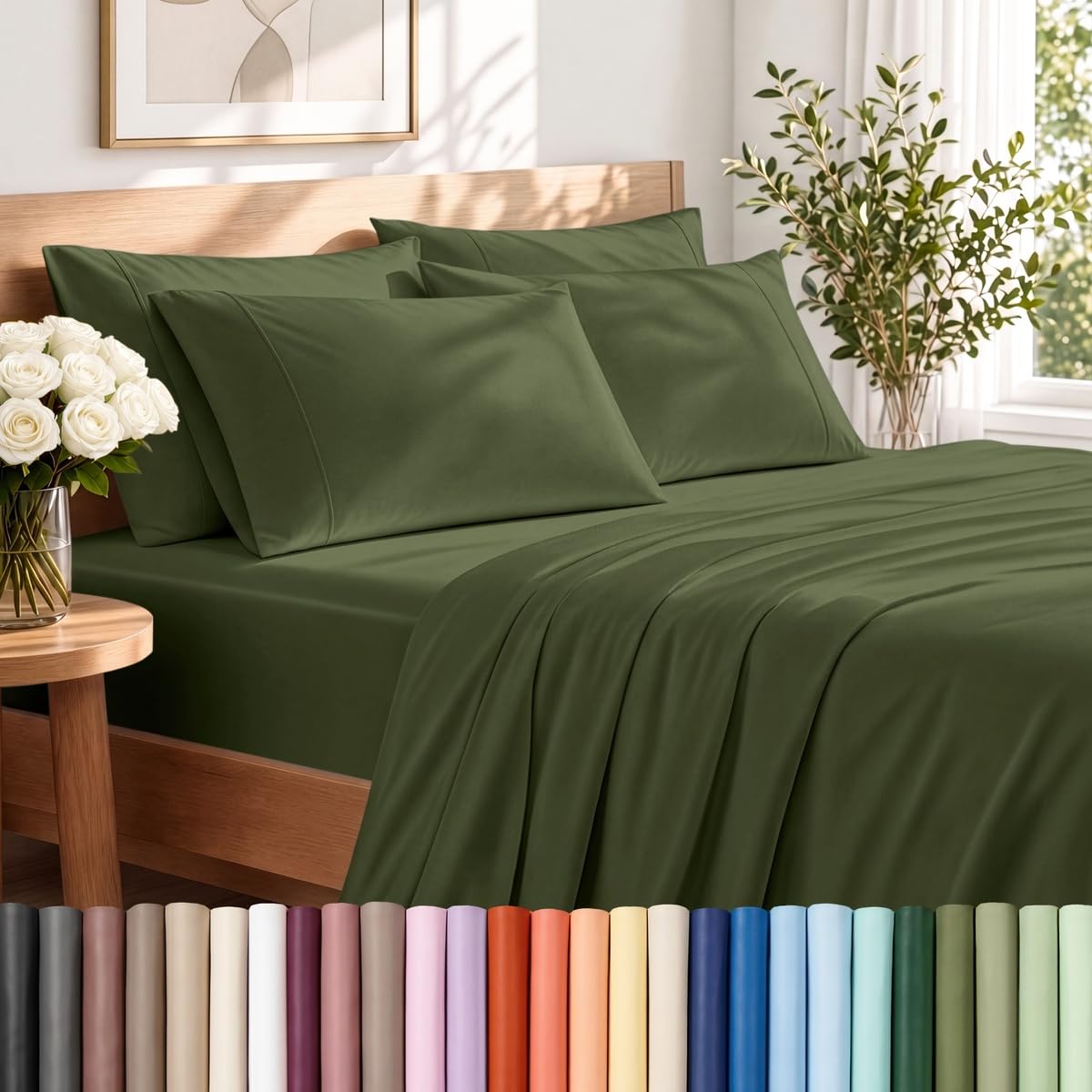 Bare Home Sheet Set 1800 Ultra-Soft with 2 Pillowcases (Twin XL, Light Grey)