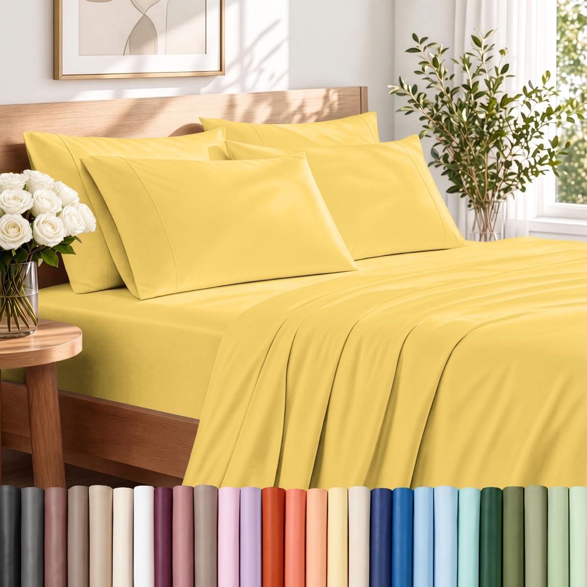 Bare Home Sheet Set 1800 Ultra-Soft with 2 Pillowcases (Twin XL, Light Grey)
