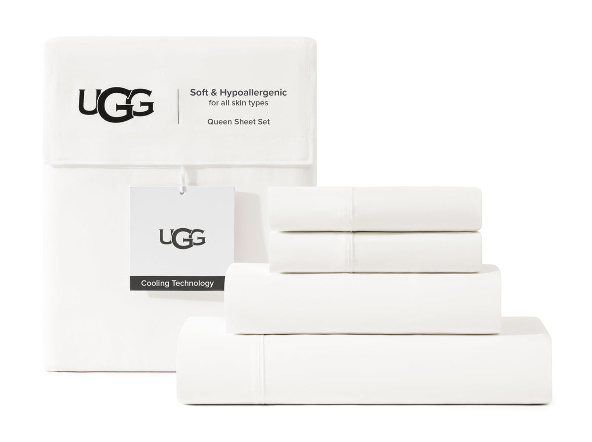 UGG Hedi King Size Sheets Set, Luxury Cooling Sheets, 4-Piece, Grey
