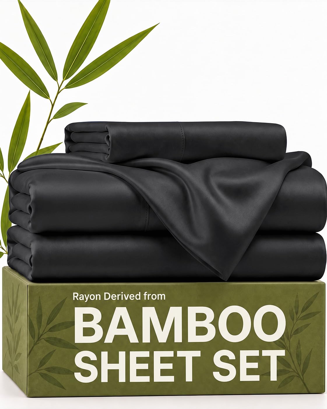 100% Rayon Derived from Bamboo - Bamboo Sheets Queen Size - Black