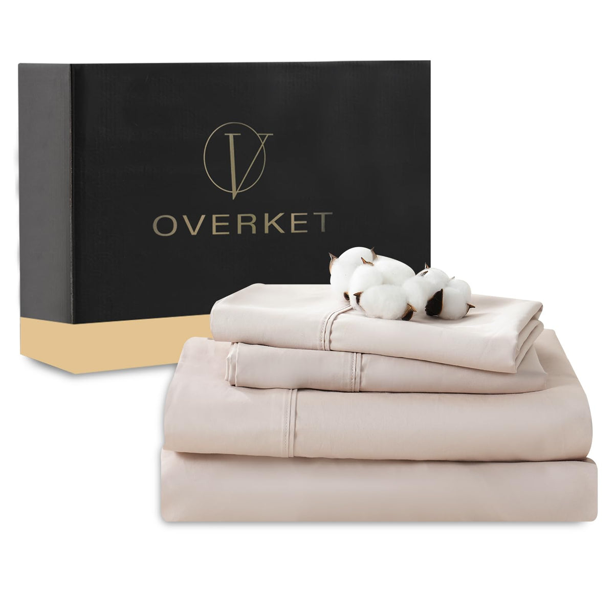 1000 Thread Count Egyptian Cotton Sheets Queen Size Set 4PCS Sateen Weave Soft Breathable 16-Inch Deep Pocket（Queen,White）
