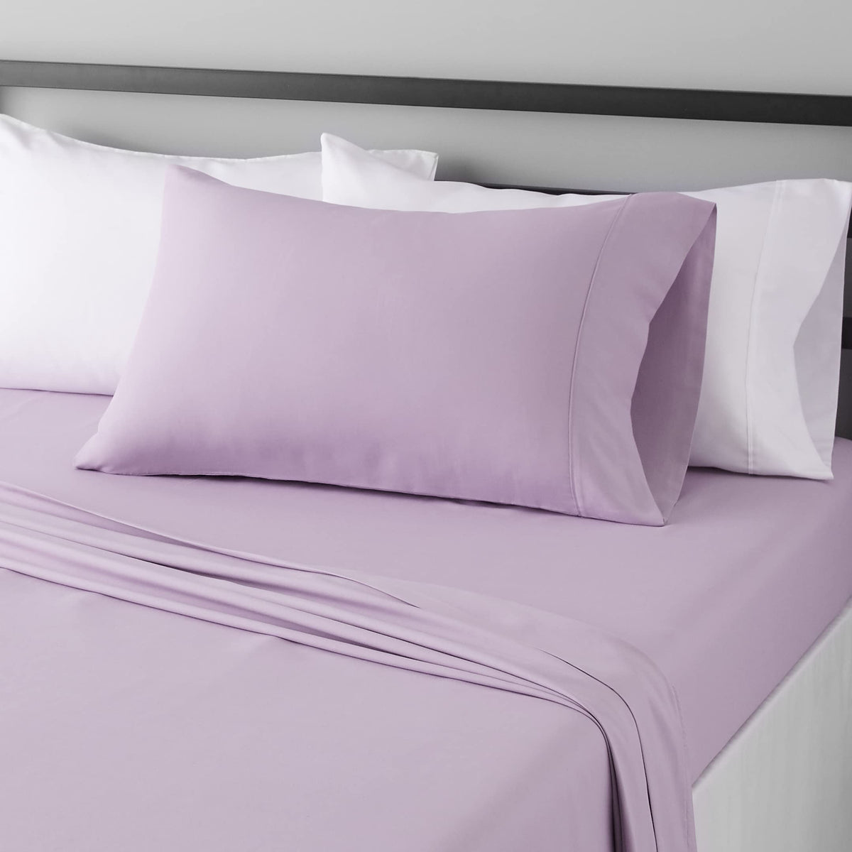 Amazon Basics Lightweight Super Soft Easy Care Wrinkle-Free Breathable Brushed Microfiber 3-Piece Bed Sheet Set with 14-Inch Deep Pockets, Twin, Dark Gray, Solid