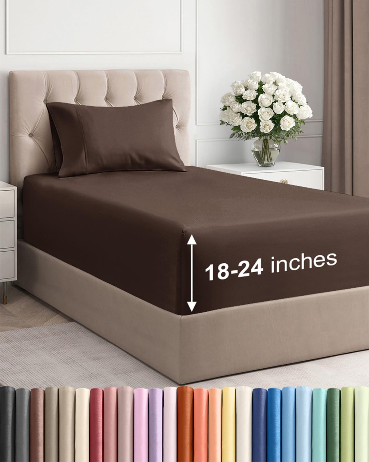 Extra Deep Queen Sheet Set - 4 Piece Breathable Cooling Sheets - Dark Grey