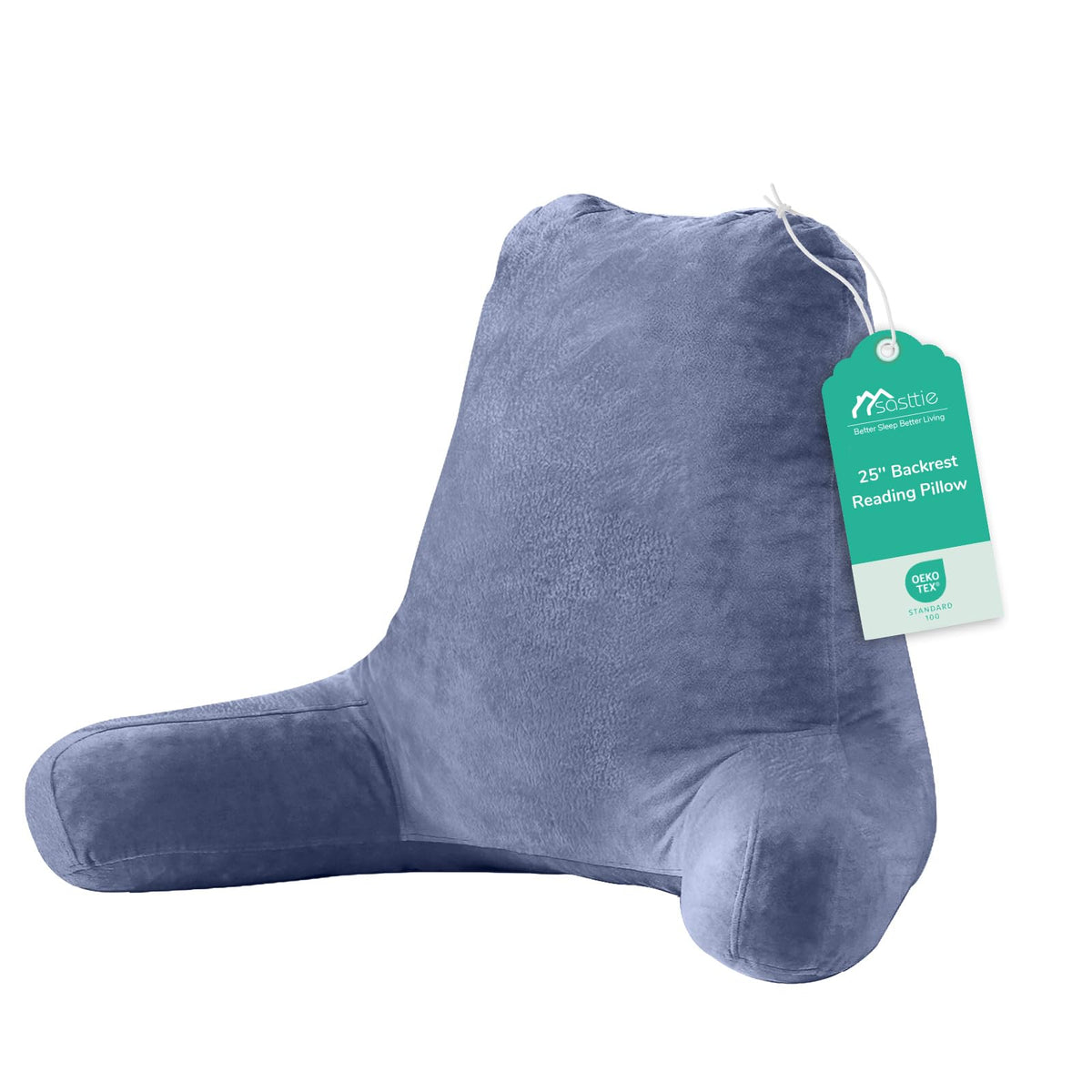 Sasttie Reading Pillow for Bed, Back Pillow for Sitting Up, Dark Grey