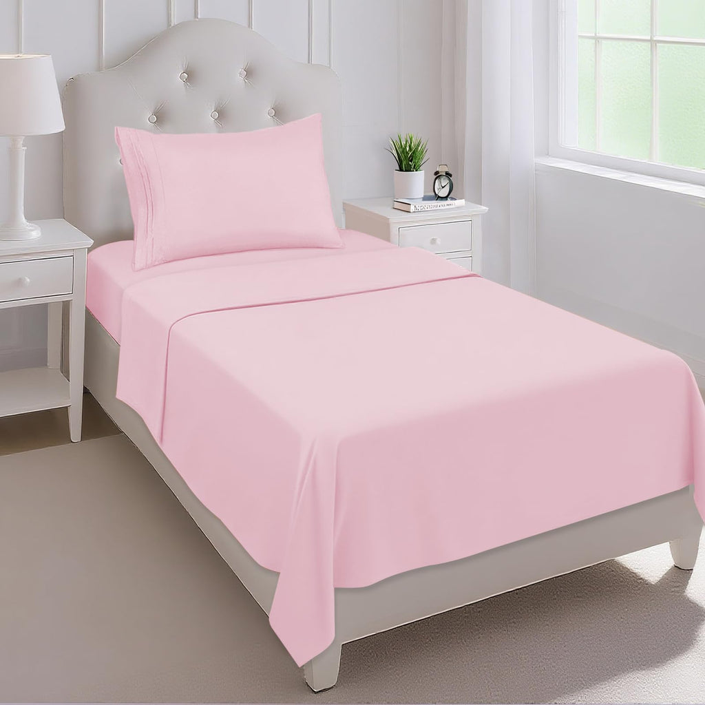 Mejoroom Queen Size Sheet Set - Hotel Luxury 1800 Bedding Sheets & Pillowcases - Deep Pocket Fitted Sheet, Soft, Breathable, Wrinkle & Fade Resistant - 4 Piece (Queen, Blush Pink)