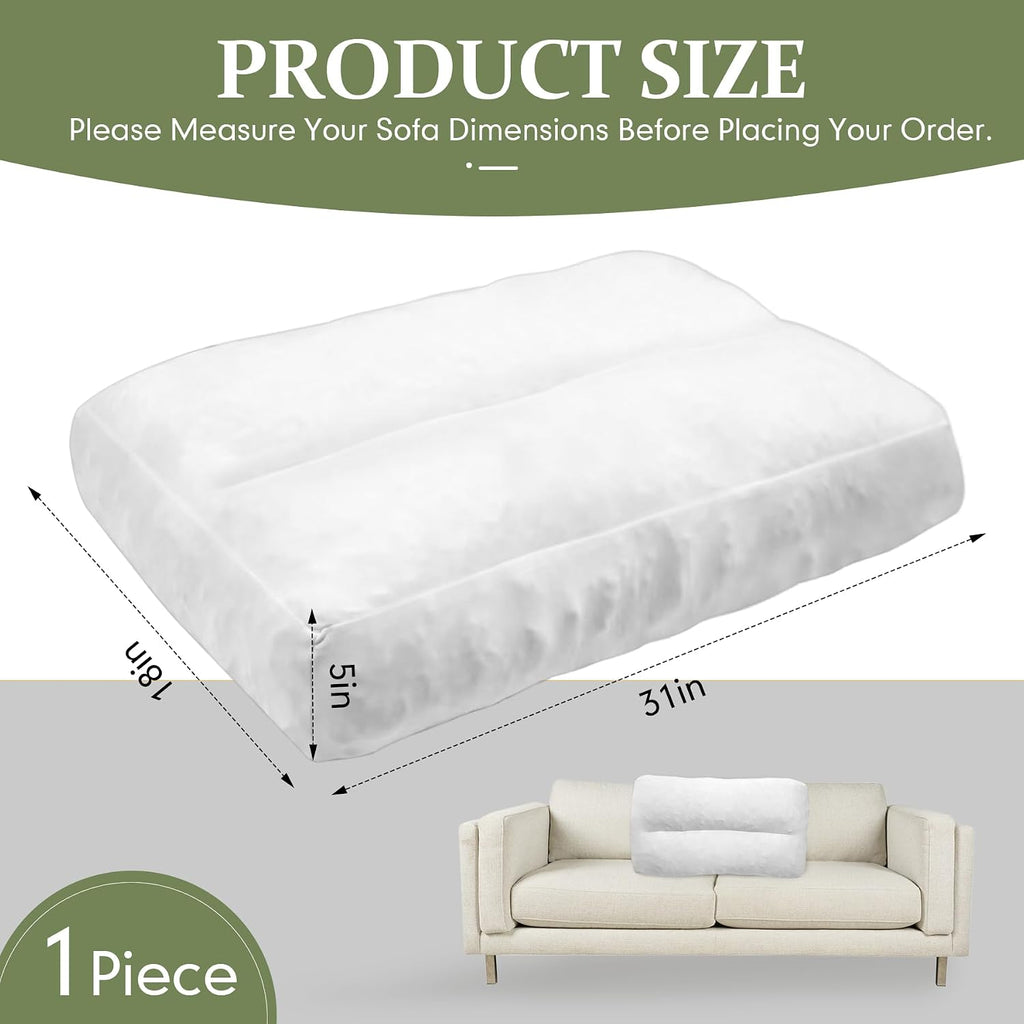 JZHLLA Shredded Foam Sofa Back Cushions Replacement Fluffy Memory Sponge Couch Pillow with Quilted Design 31x18x5 Inch Lumbar Support Pillow for Sofa Bed Floor
