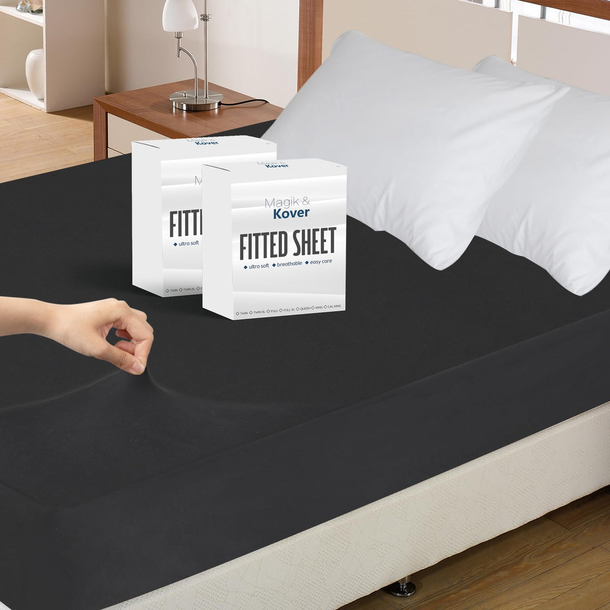 Twin Fitted Sheet Only, Soft & Cozy Twin Size Bed Sheets for Boy Kids Black