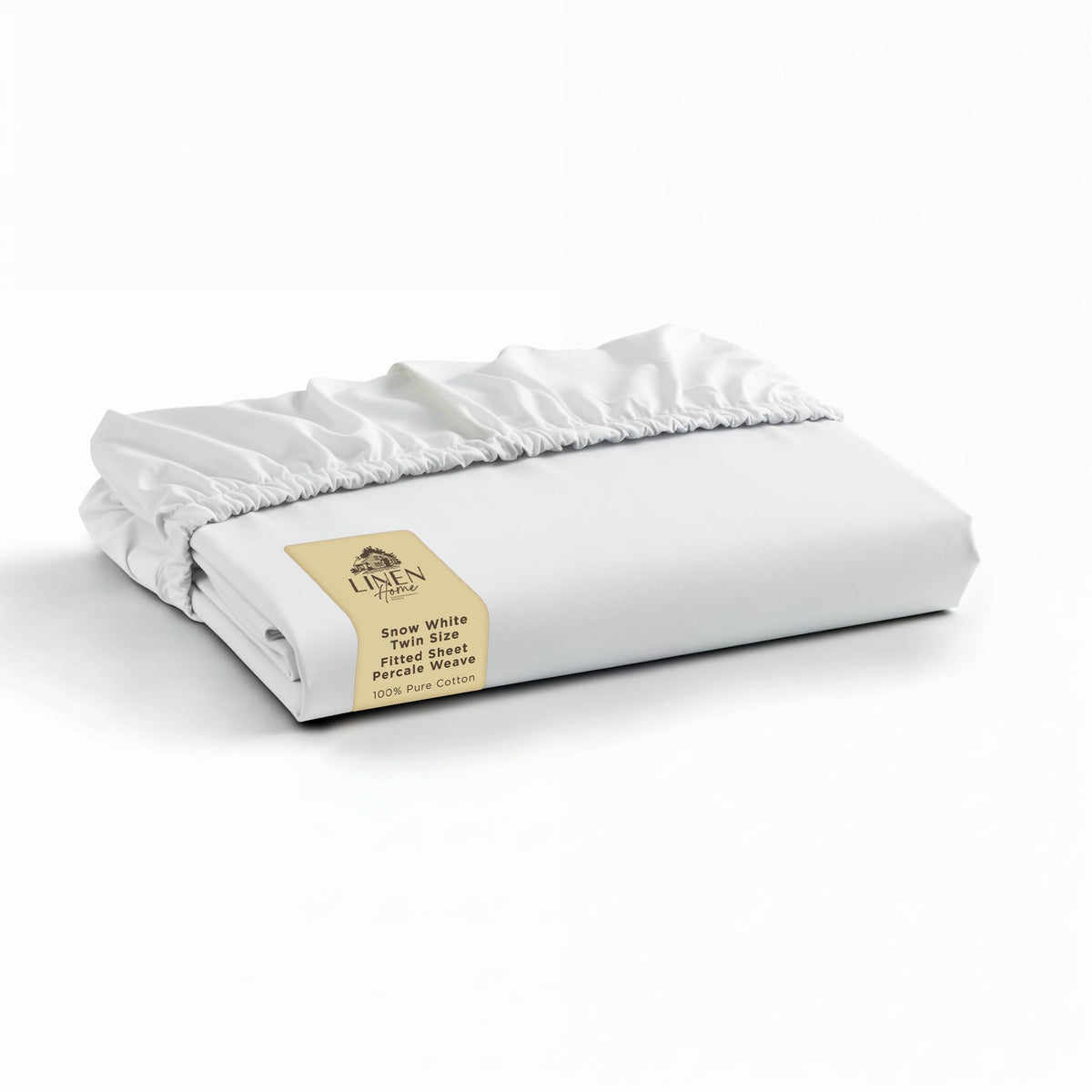 Linen Home Queen Size Fitted Sheet only 100% Cotton Percale, White