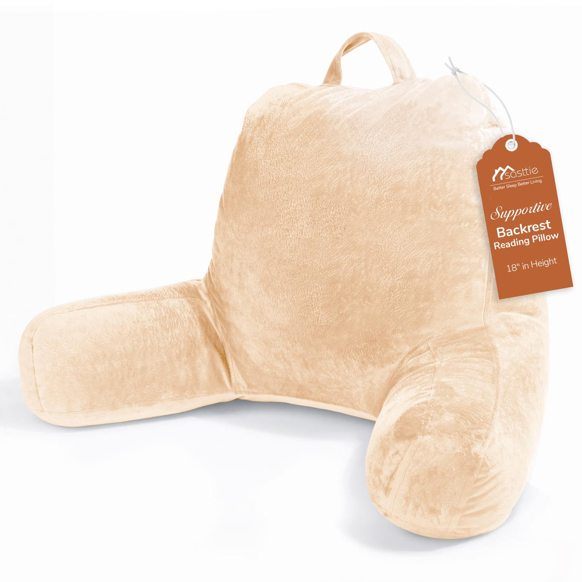 Sasttie Reading Pillow for Bed, Back Pillow for Sitting Up, Dark Grey