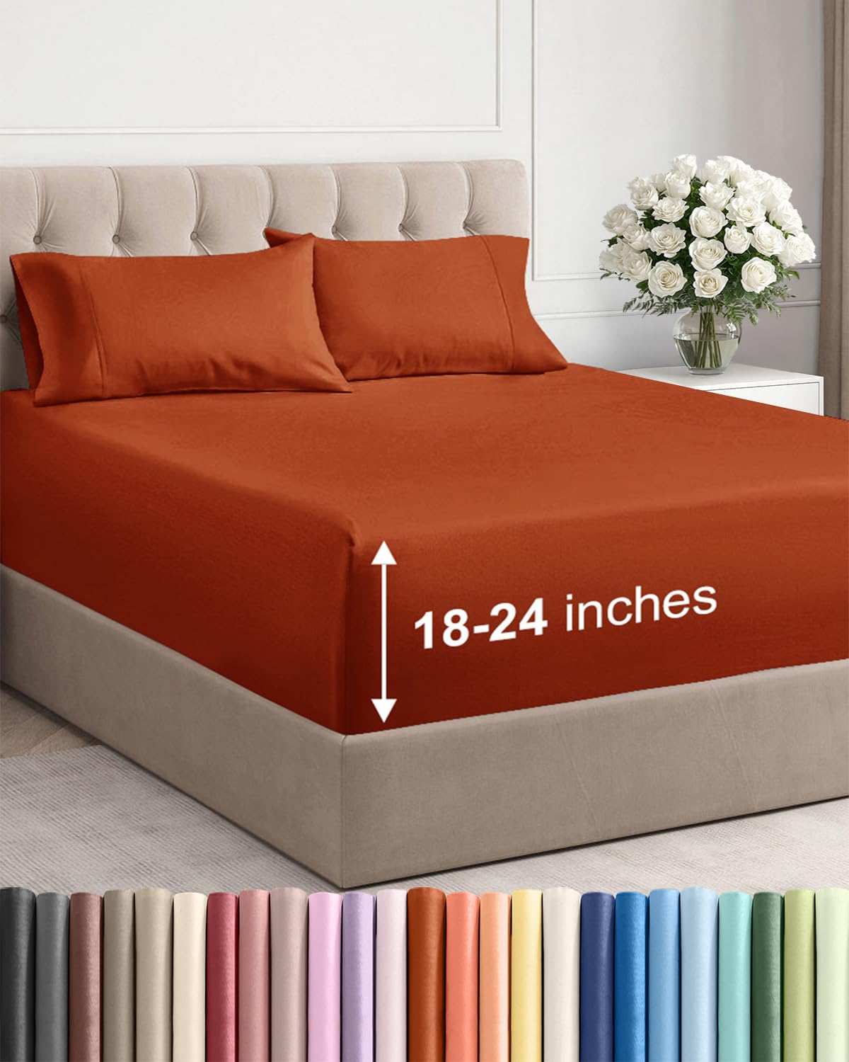 Extra Deep Queen Sheet Set - 4 Piece Breathable Cooling Sheets - Dark Grey