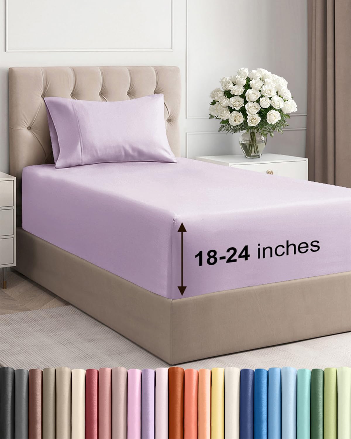 Extra Deep Queen Sheet Set - 4 Piece Breathable Cooling Sheets - Dark Grey