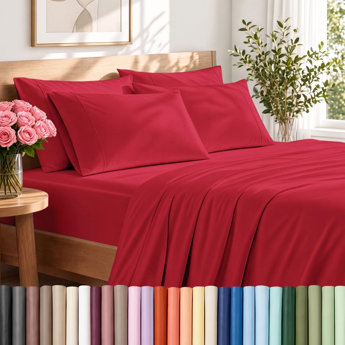 Bare Home Sheet Set 1800 Ultra-Soft with 2 Pillowcases (Twin XL, Light Grey)
