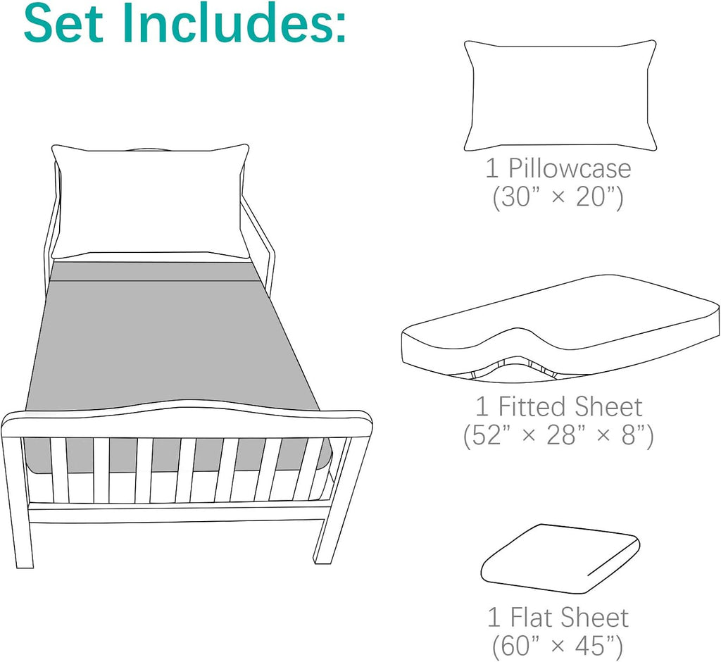Biloban 3-Piece Toddler Sheet Set Microfiber, Toddler Bedding Set