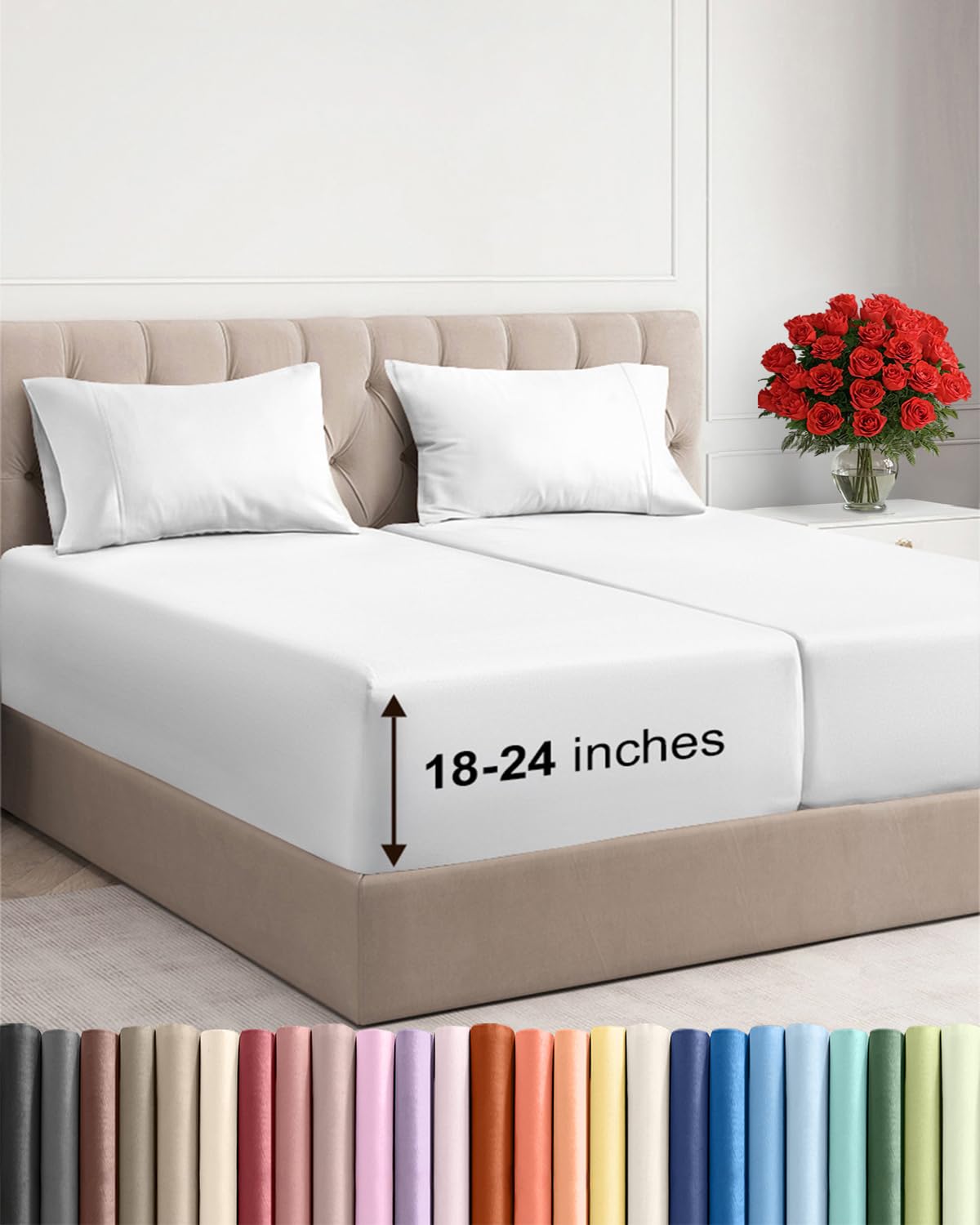 Extra Deep Queen Sheet Set - 4 Piece Breathable Cooling Sheets - Dark Grey