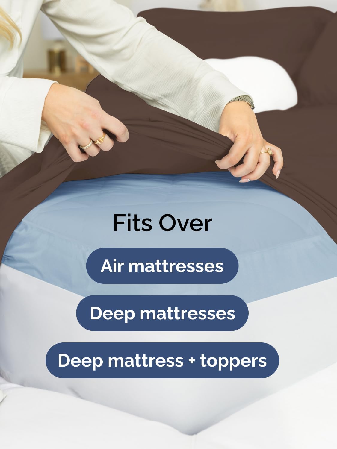 CGK Extra Deep Queen Single Fitted Sheet Only - Brown