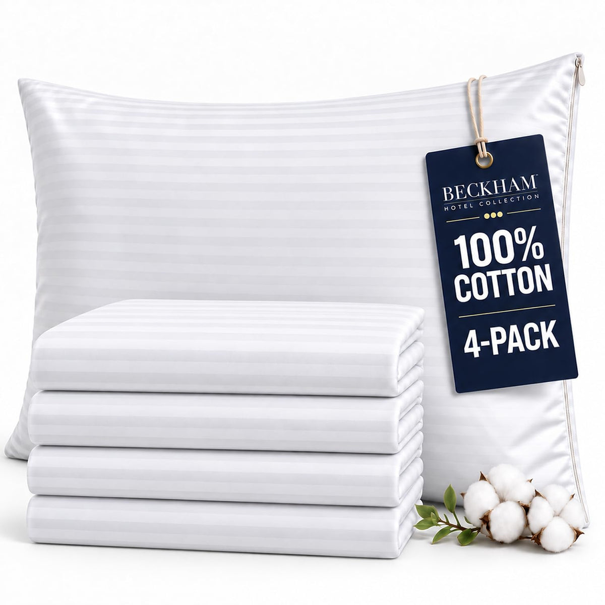 Beckham Hotel Collection 2 Pack 100% Cotton Pillow Protectors - Queen Size