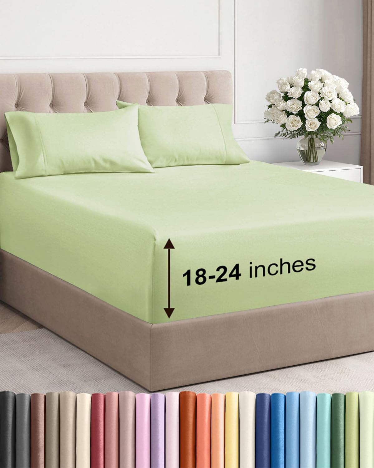Extra Deep Queen Sheet Set - 4 Piece Breathable Cooling Sheets - Dark Grey