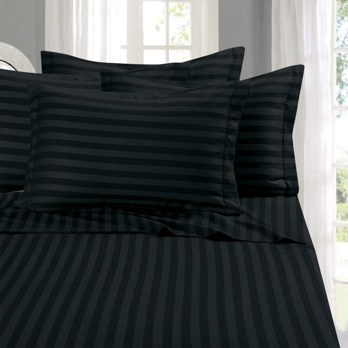 Elegant Comfort Softest and Coziest 6-Piece Sheet Set - 1500 Thread Count Egyptian Quality Luxurious Wrinkle Resistant 6-Piece Damask Stripe Bed Sheet Set, Queen, Camel/Gold