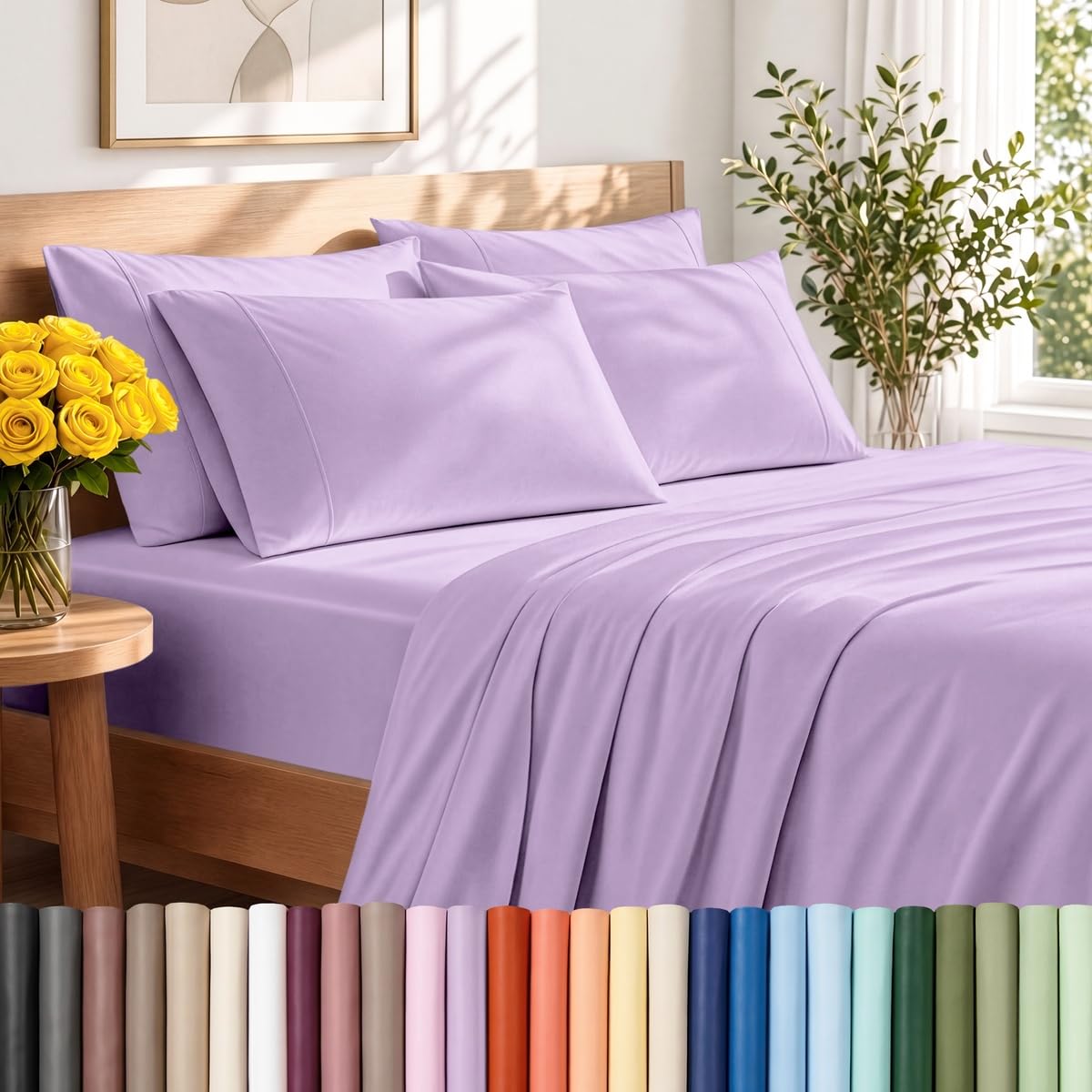 Bare Home Sheet Set 1800 Ultra-Soft with 2 Pillowcases (Twin XL, Light Grey)