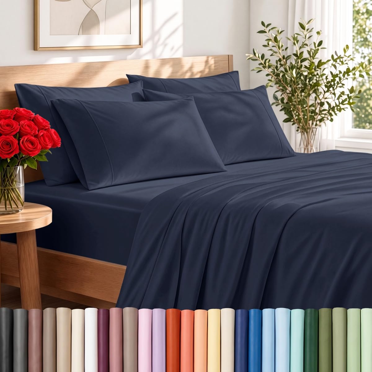 Bare Home Sheet Set 1800 Ultra-Soft with 2 Pillowcases (Twin XL, Light Grey)