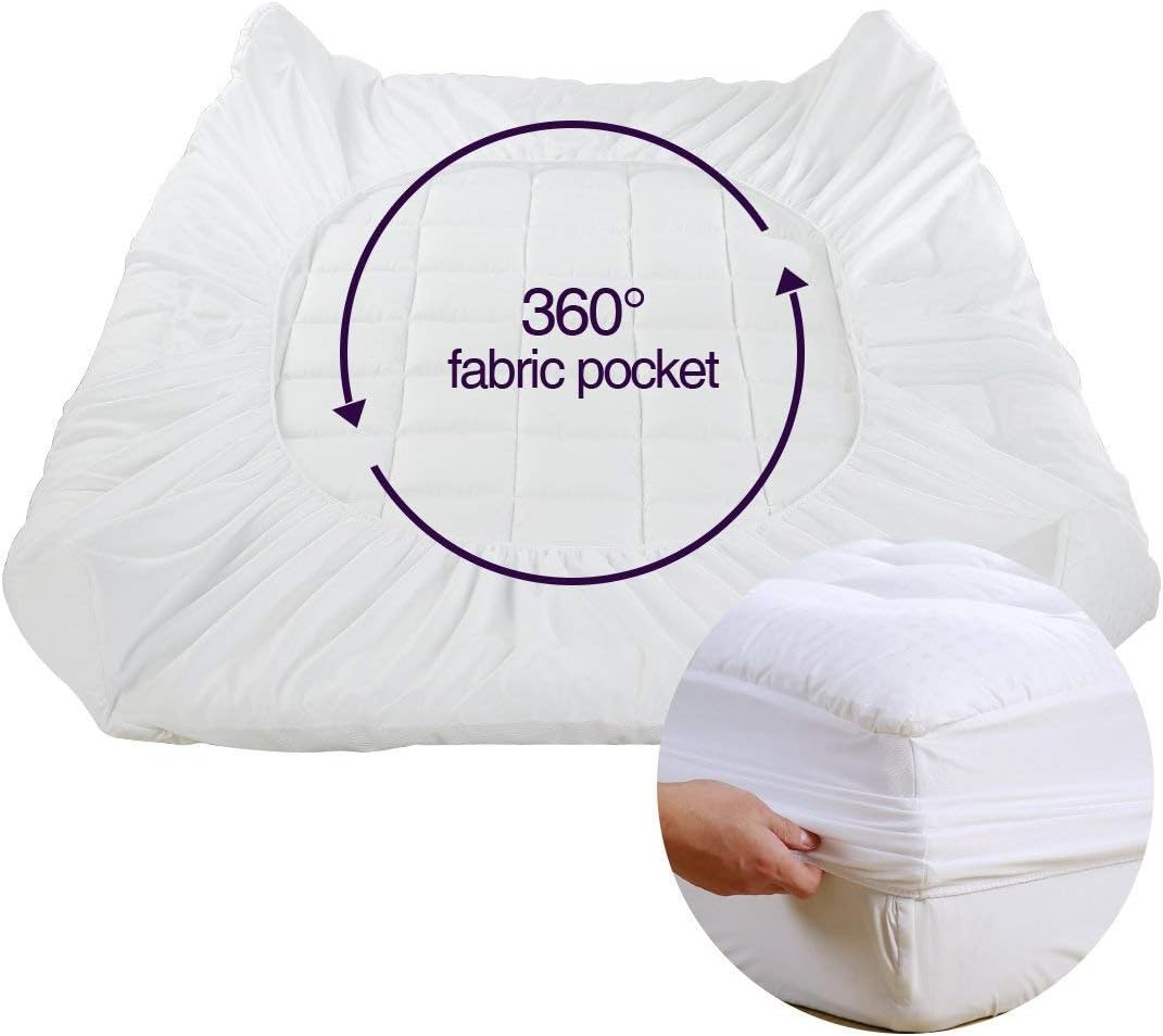 EASELAND Queen Size Mattress Pad Cotton Pillow Top Mattress Topper White