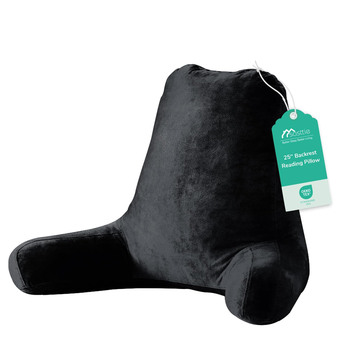 Sasttie Reading Pillow for Bed, Back Pillow for Sitting Up, Dark Grey