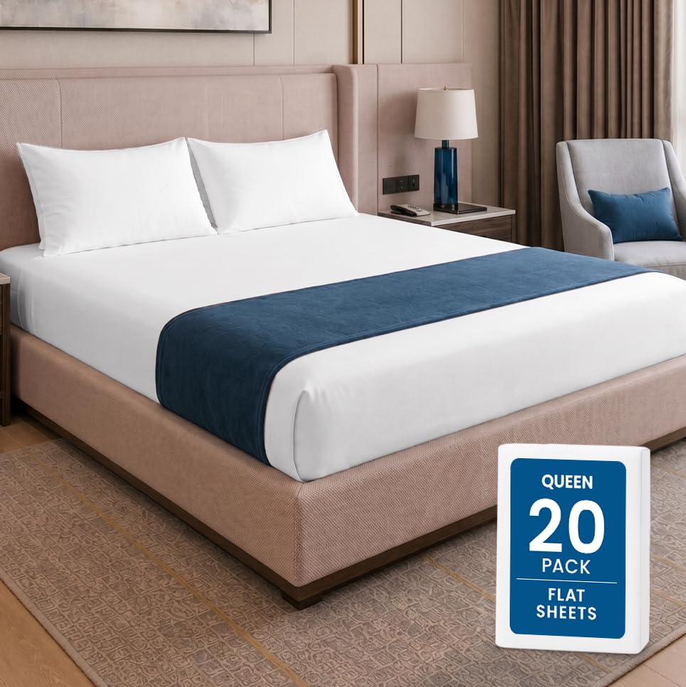 Twin Size Flat Sheet Only, Ultra Soft & Breathable Hotel Sheets, White