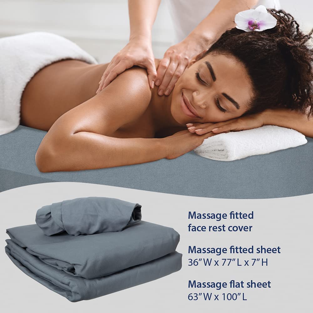 ForPro Premium Microfiber 3-Piece Massage Sheet Set, Cool Grey