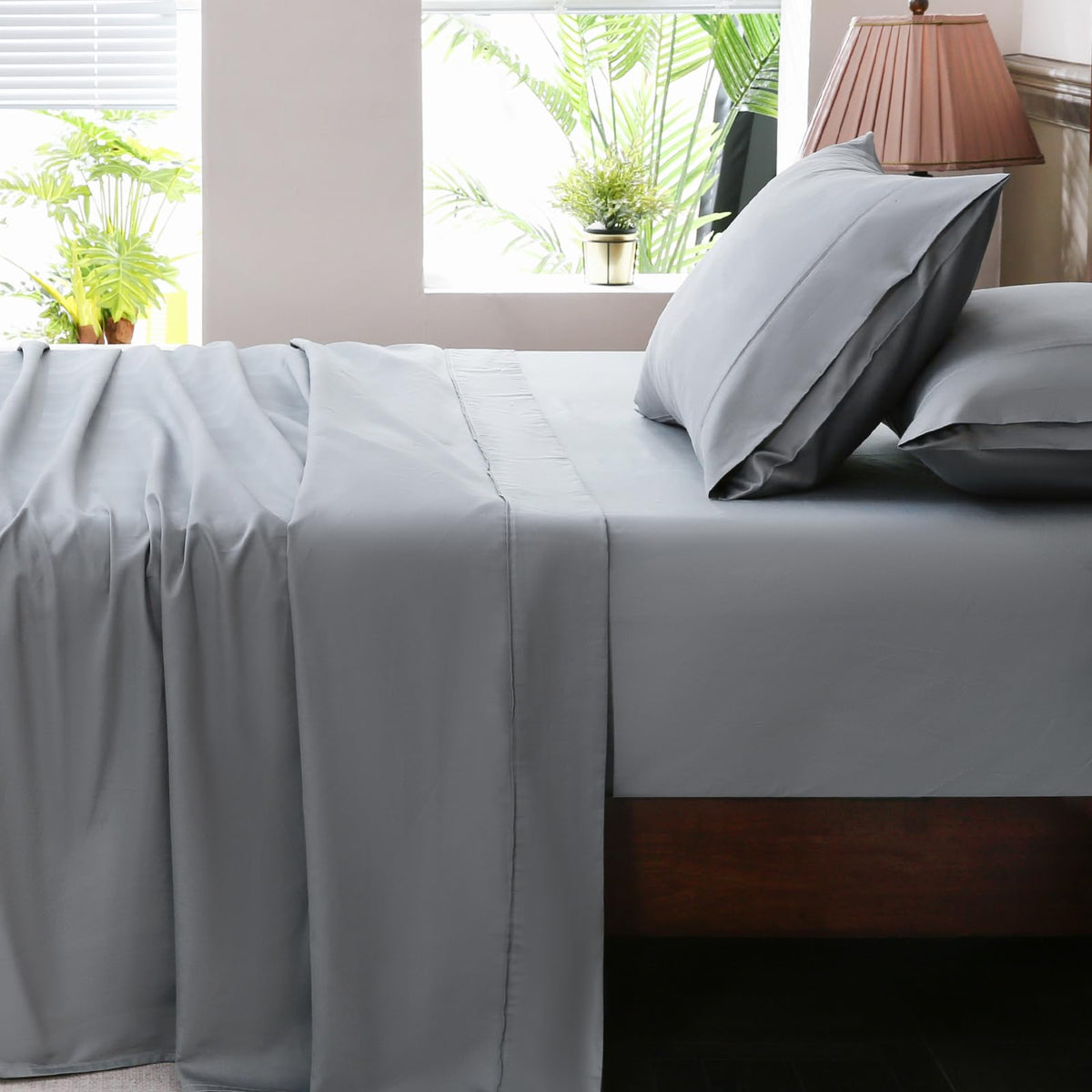 1000 Thread Count Egyptian Cotton Sheets Queen Size Set 4PCS Sateen Weave Soft Breathable 16-Inch Deep Pocket（Queen,White）