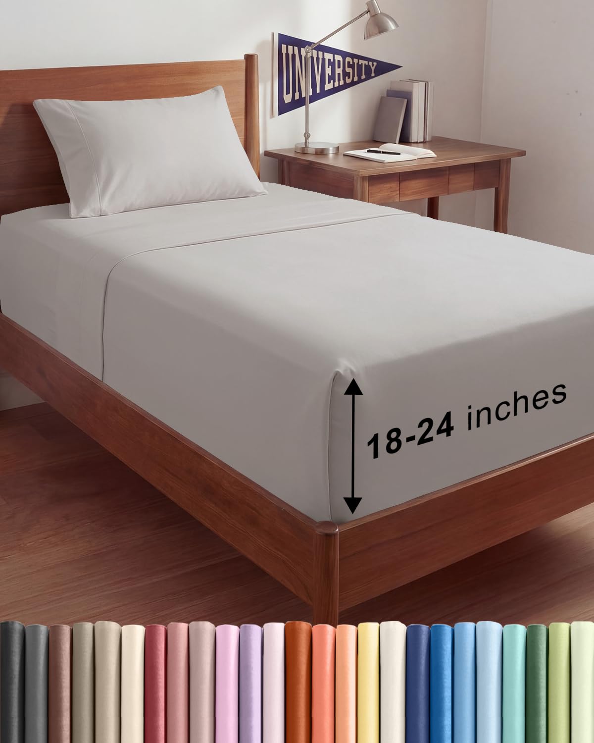 Extra Deep Queen Sheet Set - 4 Piece Breathable Cooling Sheets - Dark Grey