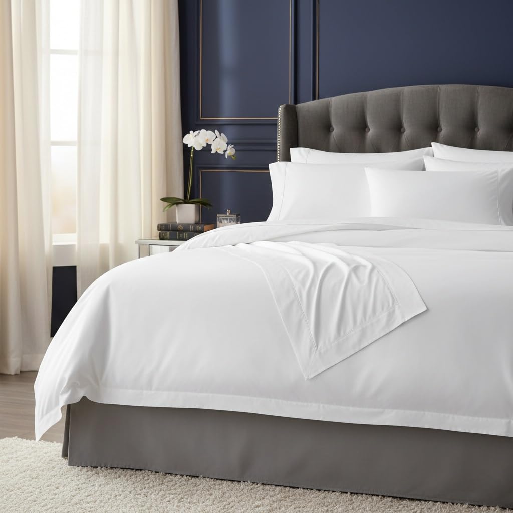 Danjor Linens Bed Sheet Set Queen Size for Hot Sleepers, Hotel Premium Sheets with 4 Pillowcases, Lightweight Brushed Microfiber Deep Pockets, Breathable Cooling 6 Piece Bedding Sets, White