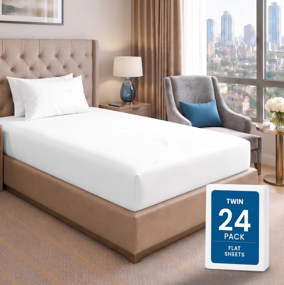 Twin Size Flat Sheet Only, Ultra Soft & Breathable Hotel Sheets, White