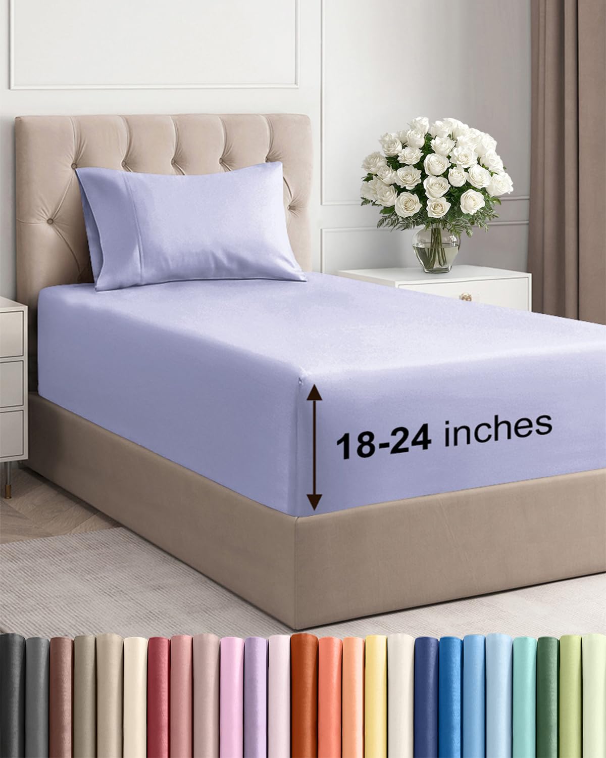 Extra Deep Queen Sheet Set - 4 Piece Breathable Cooling Sheets - Dark Grey
