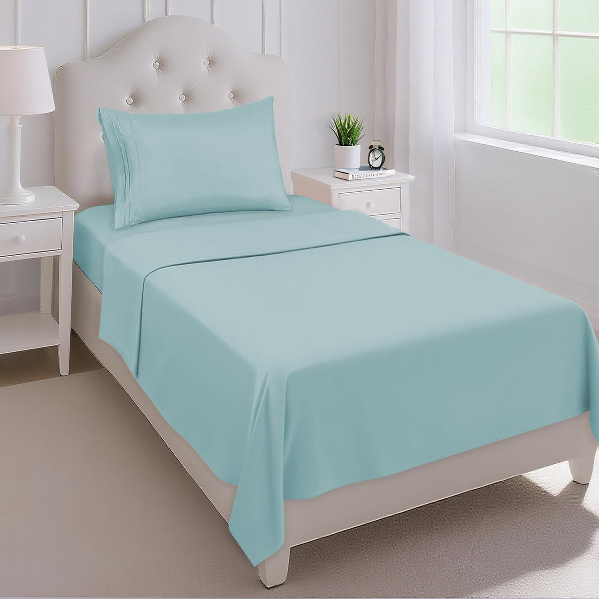 Mejoroom Queen Size Sheet Set - Hotel Luxury 1800 Bedding Sheets & Pillowcases - Deep Pocket Fitted Sheet, Soft, Breathable, Wrinkle & Fade Resistant - 4 Piece (Queen, Blush Pink)