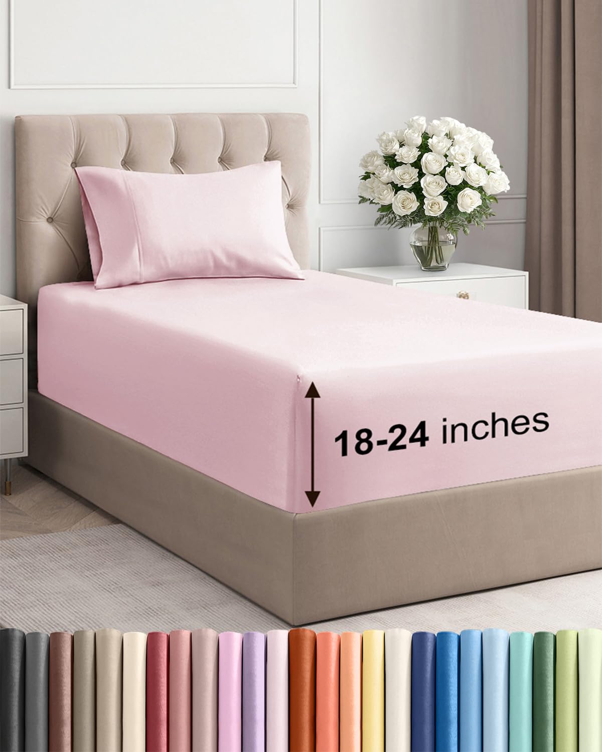 Extra Deep Queen Sheet Set - 4 Piece Breathable Cooling Sheets - Dark Grey