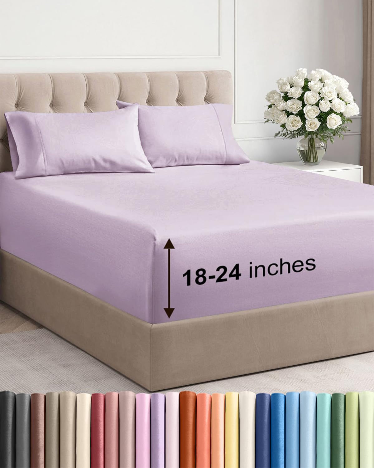 Extra Deep Queen Sheet Set - 4 Piece Breathable Cooling Sheets - Dark Grey