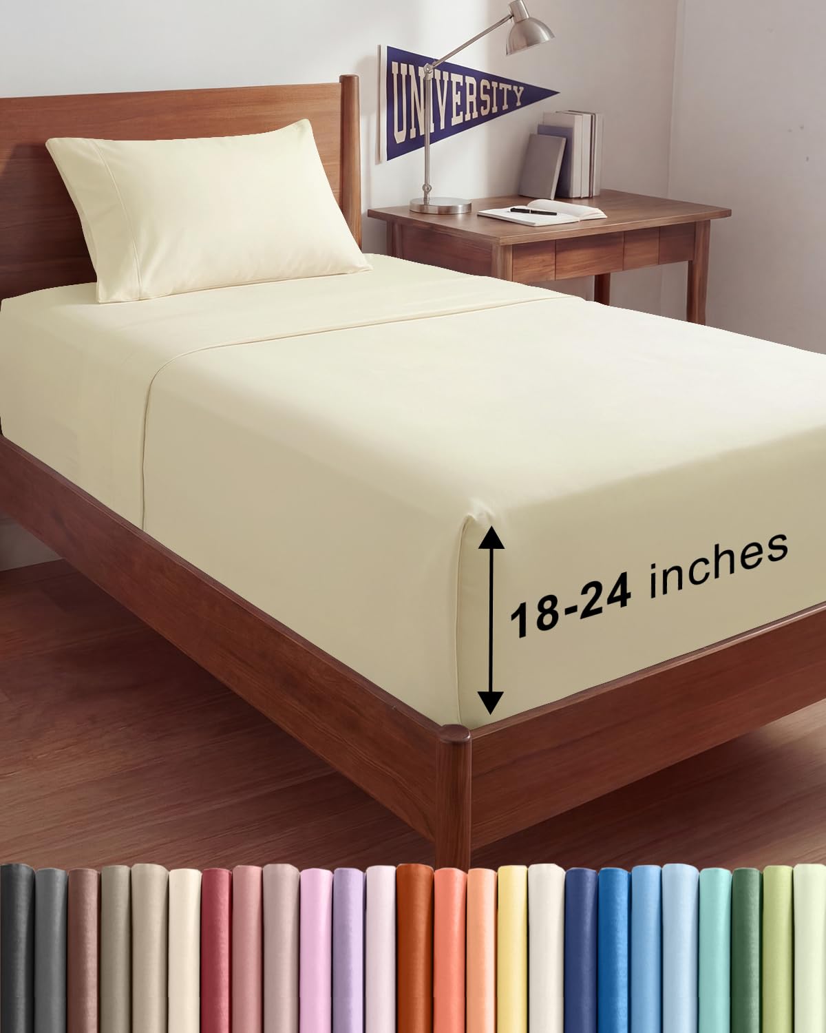 Extra Deep Queen Sheet Set - 4 Piece Breathable Cooling Sheets - Dark Grey