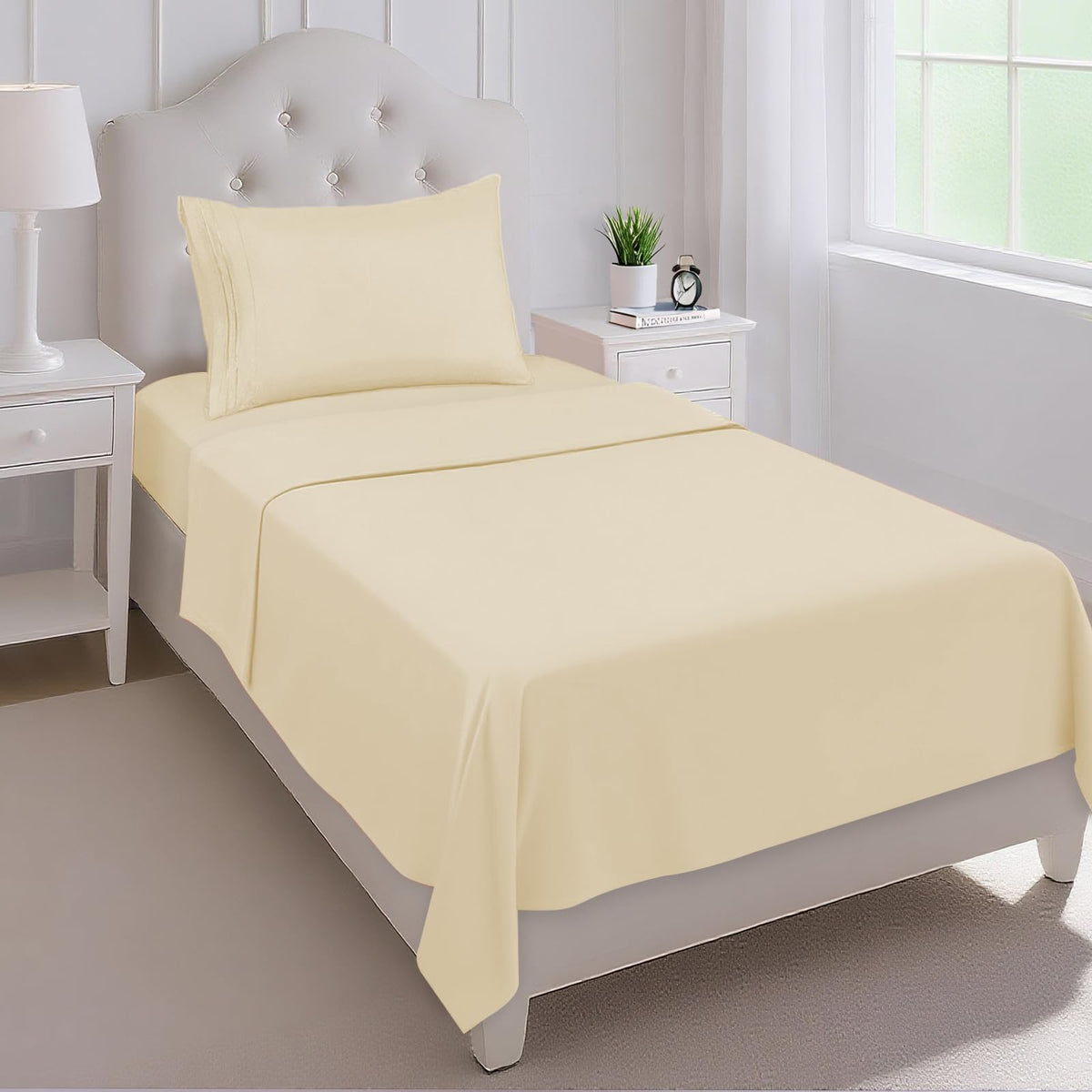 Mejoroom Queen Size Sheet Set - Hotel Luxury 1800 Bedding Sheets & Pillowcases - Deep Pocket Fitted Sheet, Soft, Breathable, Wrinkle & Fade Resistant - 4 Piece (Queen, Blush Pink)