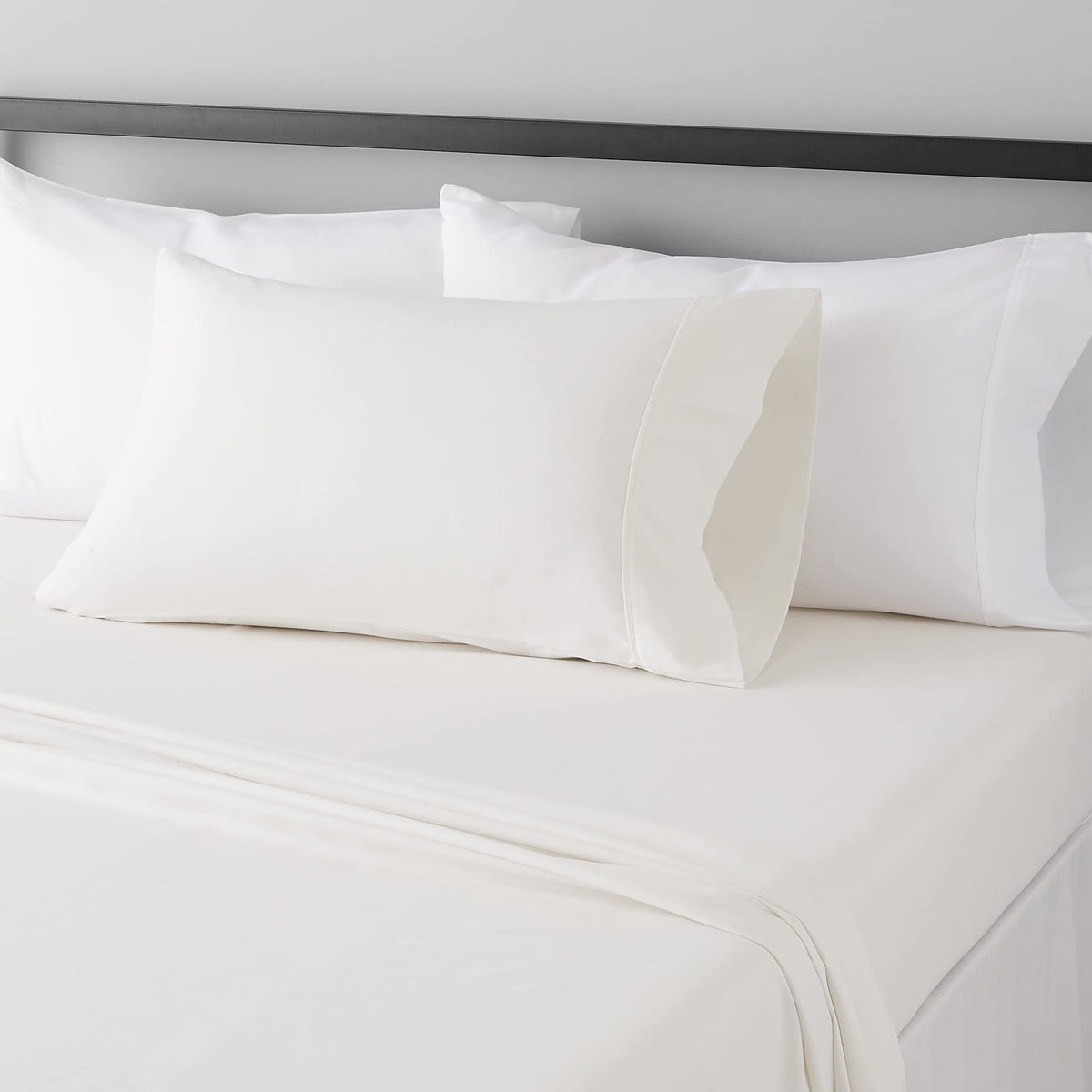 Amazon Basics Lightweight Super Soft Easy Care Wrinkle-Free Breathable Brushed Microfiber 3-Piece Bed Sheet Set with 14-Inch Deep Pockets, Twin, Dark Gray, Solid