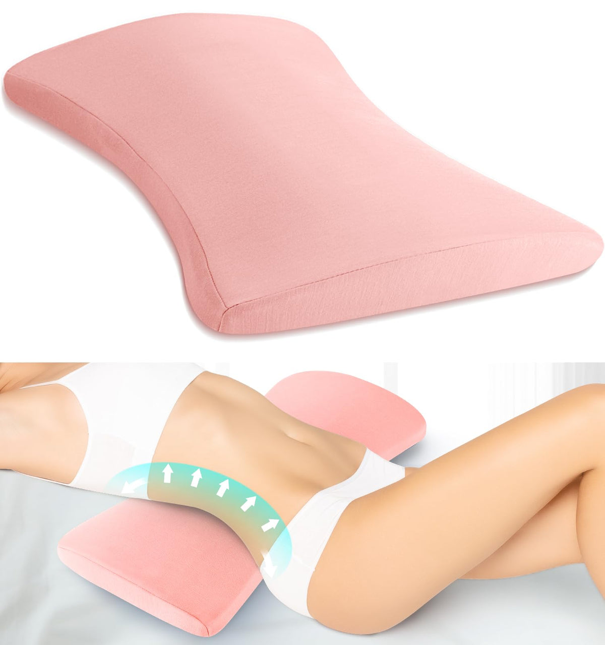 vamorry Lumbar Pillow for Sleeping, Lumbar Support Pillow for Bed for Back Pain Relief, Memory Foam Lower Back Pillow for Bed, Back Support Pillow for Side & Back Sleepers, Washable Cover