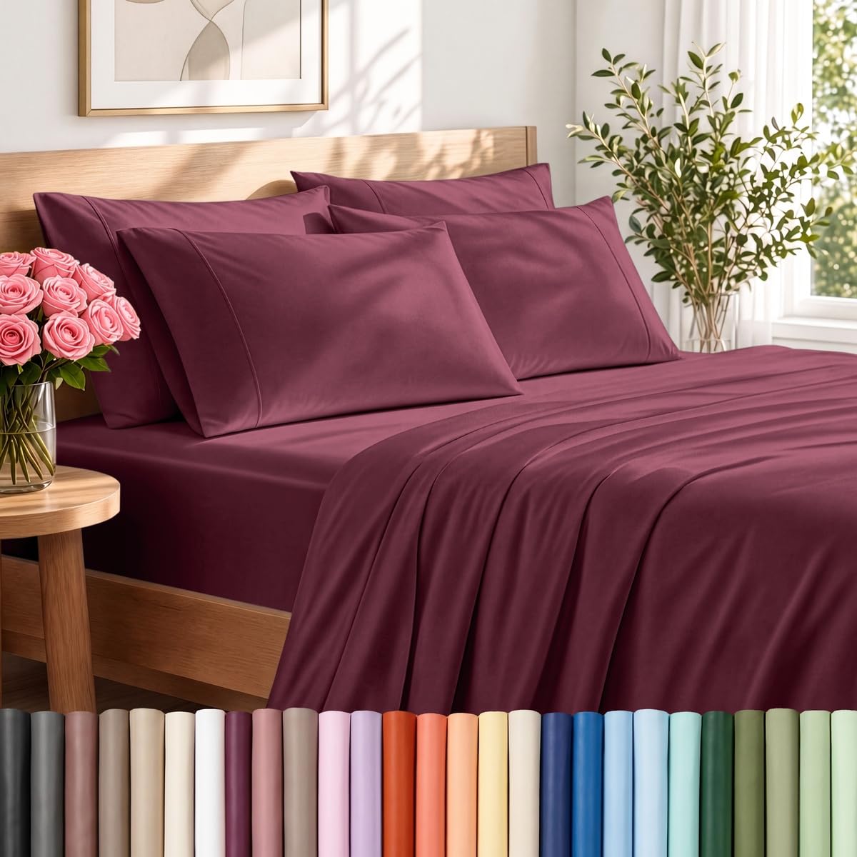Bare Home Sheet Set 1800 Ultra-Soft with 2 Pillowcases (Twin XL, Light Grey)