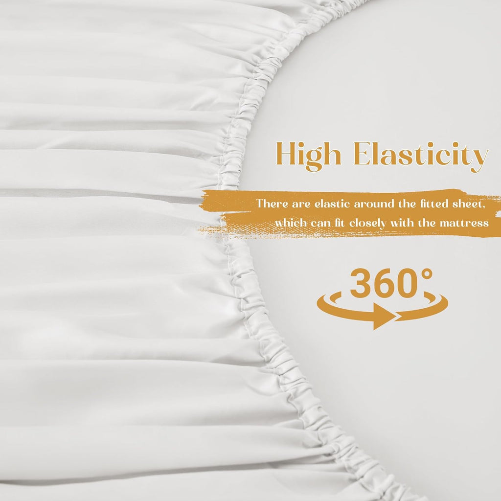 Homiest 3-Piece Ruffle Pillow Case & Fitted Sheet Set, White Full