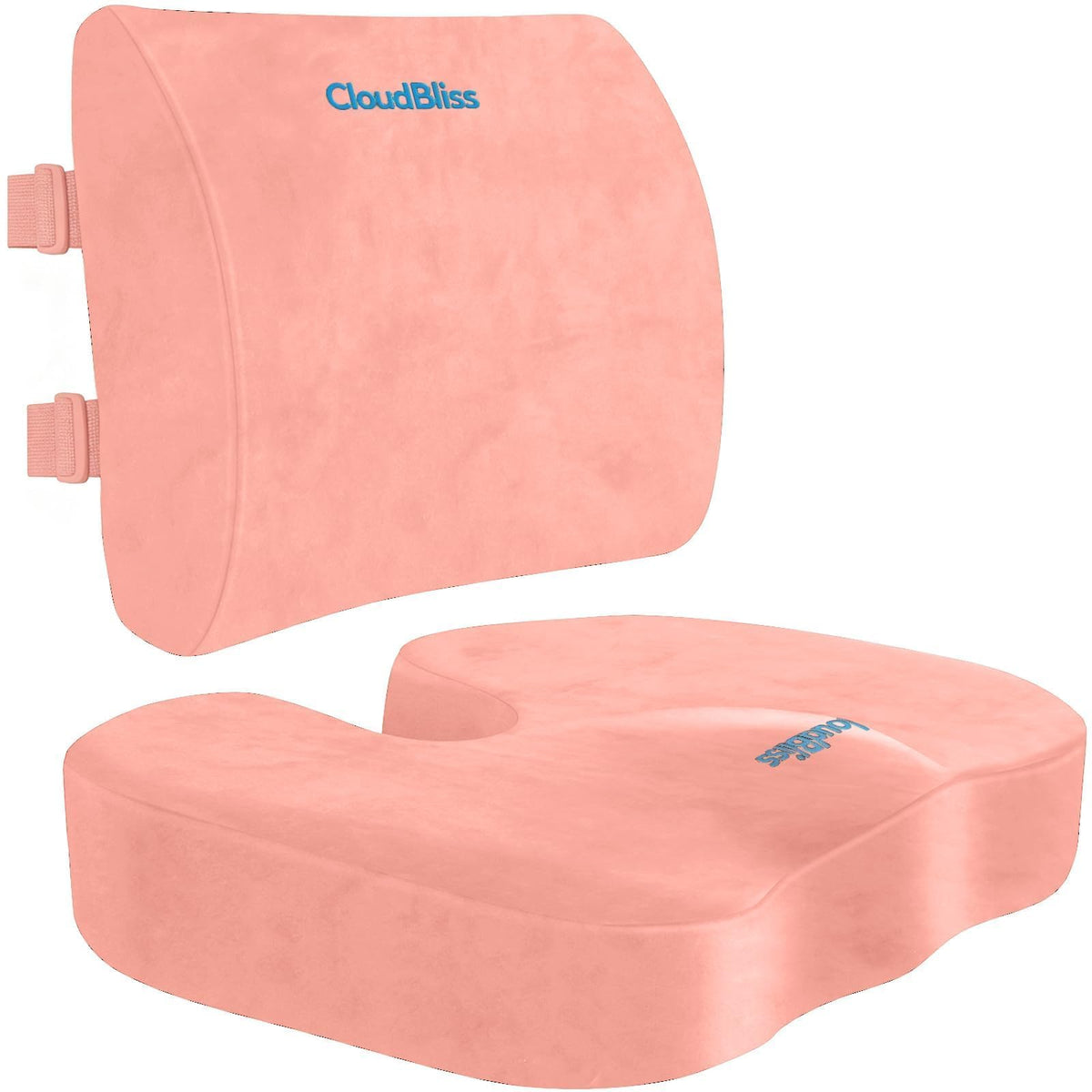 CloudBliss Ergonomic Seat Cushion & Lumbar Support Pillow Set, Black,Large