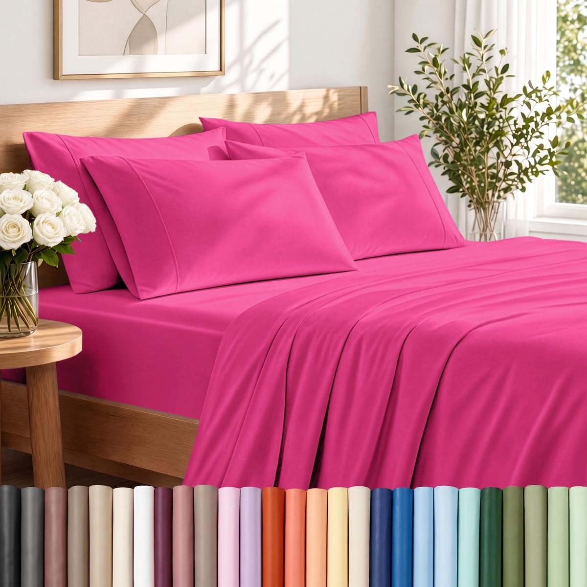 Bare Home Sheet Set 1800 Ultra-Soft with 2 Pillowcases (Twin XL, Light Grey)