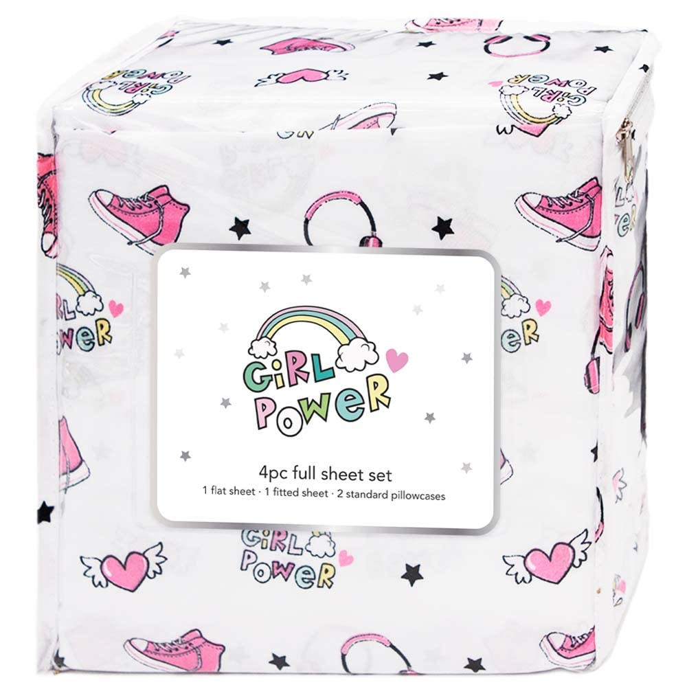 Full Sheets Set Kids Boys/Girls, Bed Sheets Kids, Cute Bed Sheet, Includes Flat, Fitted and 2 Pillowcases, 4 Piece