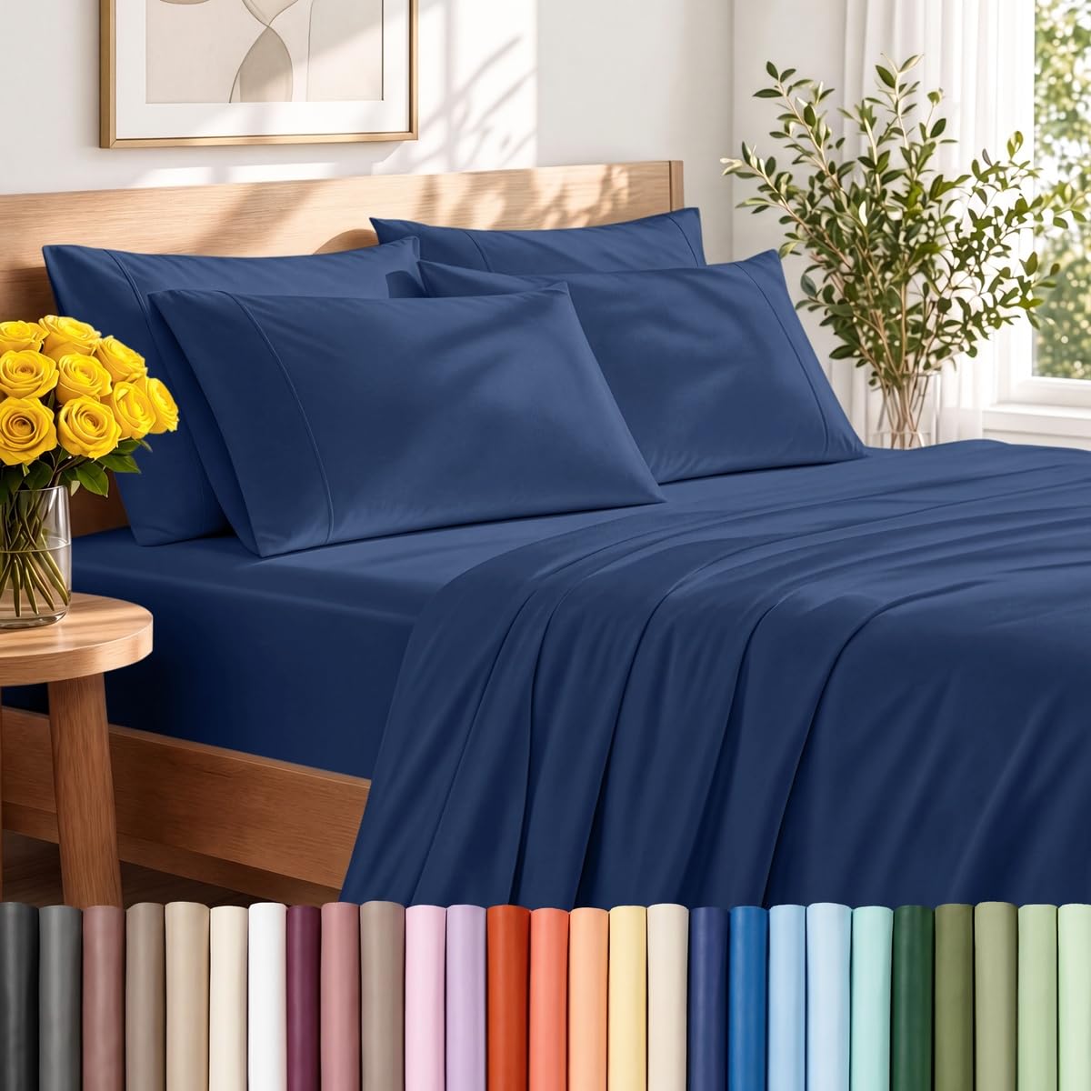 Bare Home Sheet Set 1800 Ultra-Soft with 2 Pillowcases (Twin XL, Light Grey)